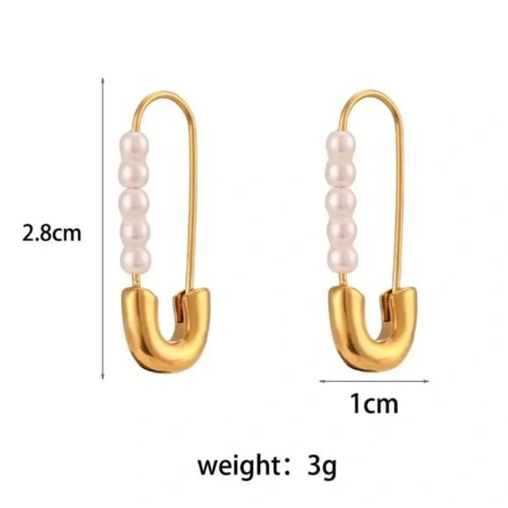 New 18K Gold Pearl Minimalist Earrings, NICE EARRINGS, CUTE EARRINGS - Picture 8 of 8